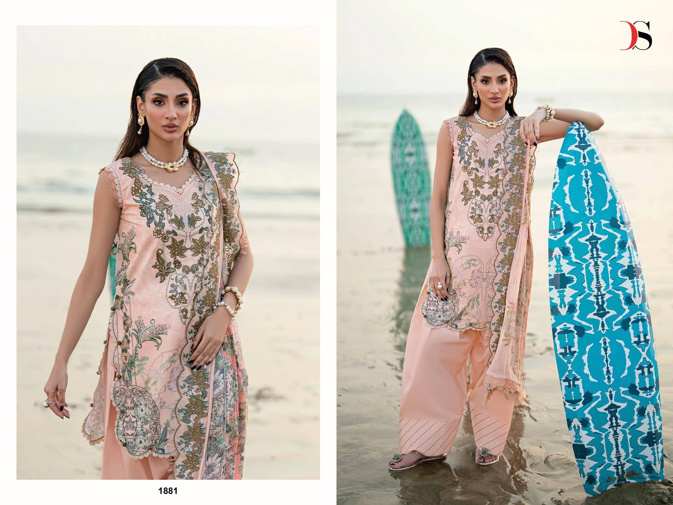 Jade Needle wonder -6 By Deepsy 1881 to 1888 Pakistani Stylish Beautiful Colourful Printed & Embroidered Party Wear & Occasional Wear Pure Viscose Rayon Dresses At Wholesale Price